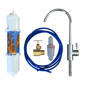 10" Inline Water Filter kit complete with Tap + 1 micron omnipure inline cartridge + JG line + Plumbers delight image